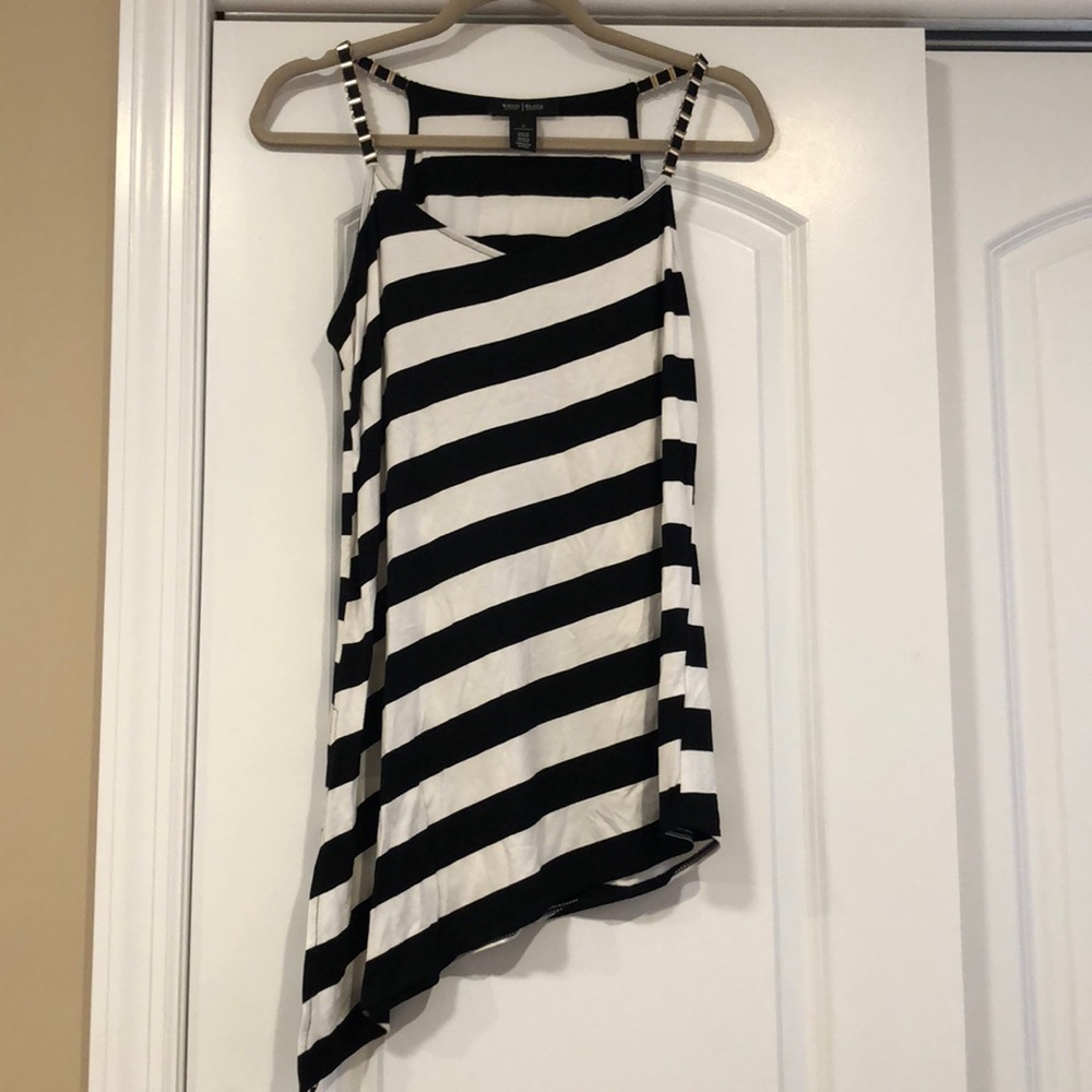 Worn once! Black and white striped tank